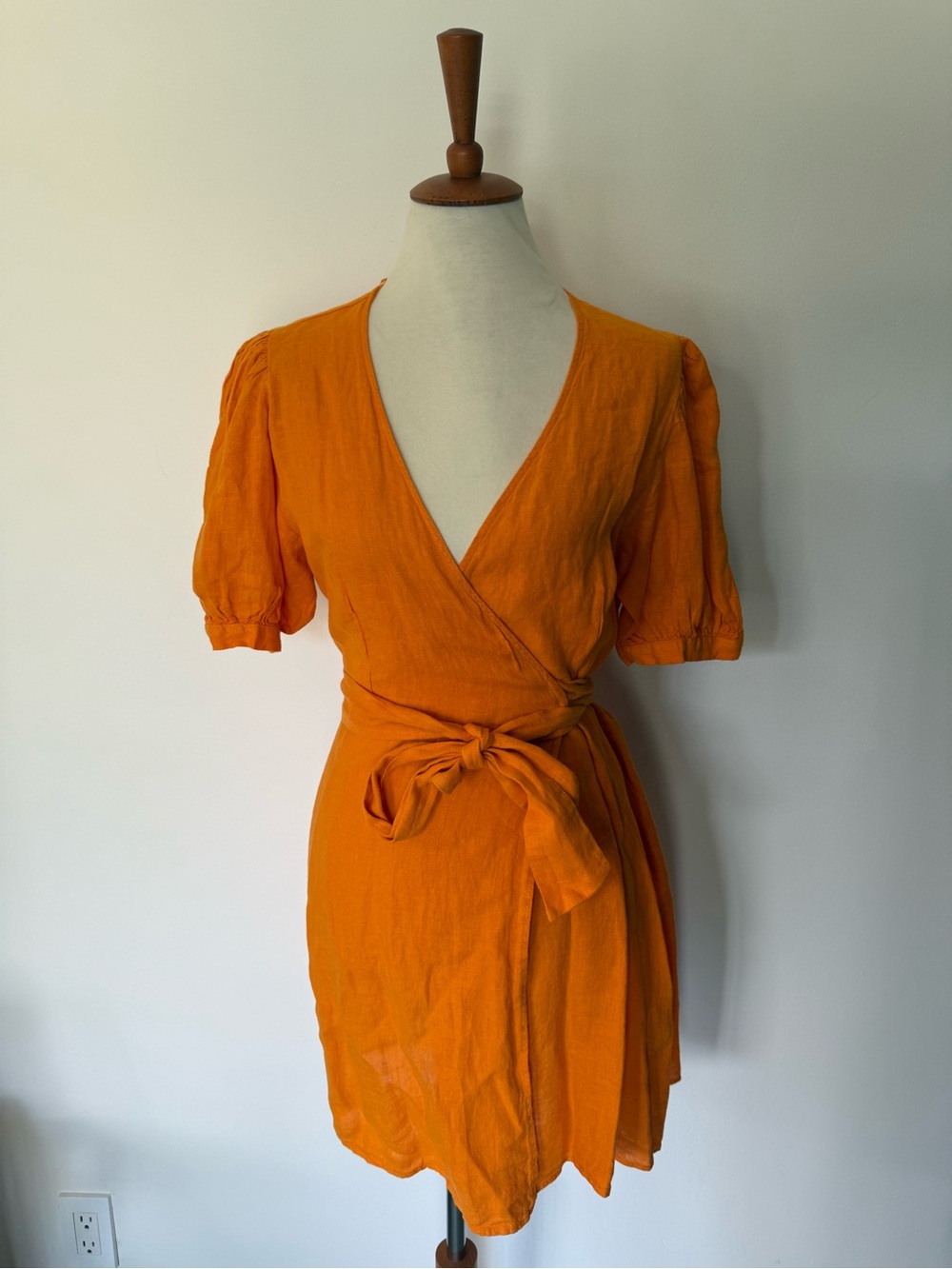 NWT Zara Orange Wrap Mini Dress with Tie Waist
